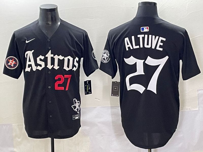 Men 2025 Houston Astros #27 Altuve Black Five generations Joint Name Nike MLB Jersey style 11->houston astros->MLB Jersey